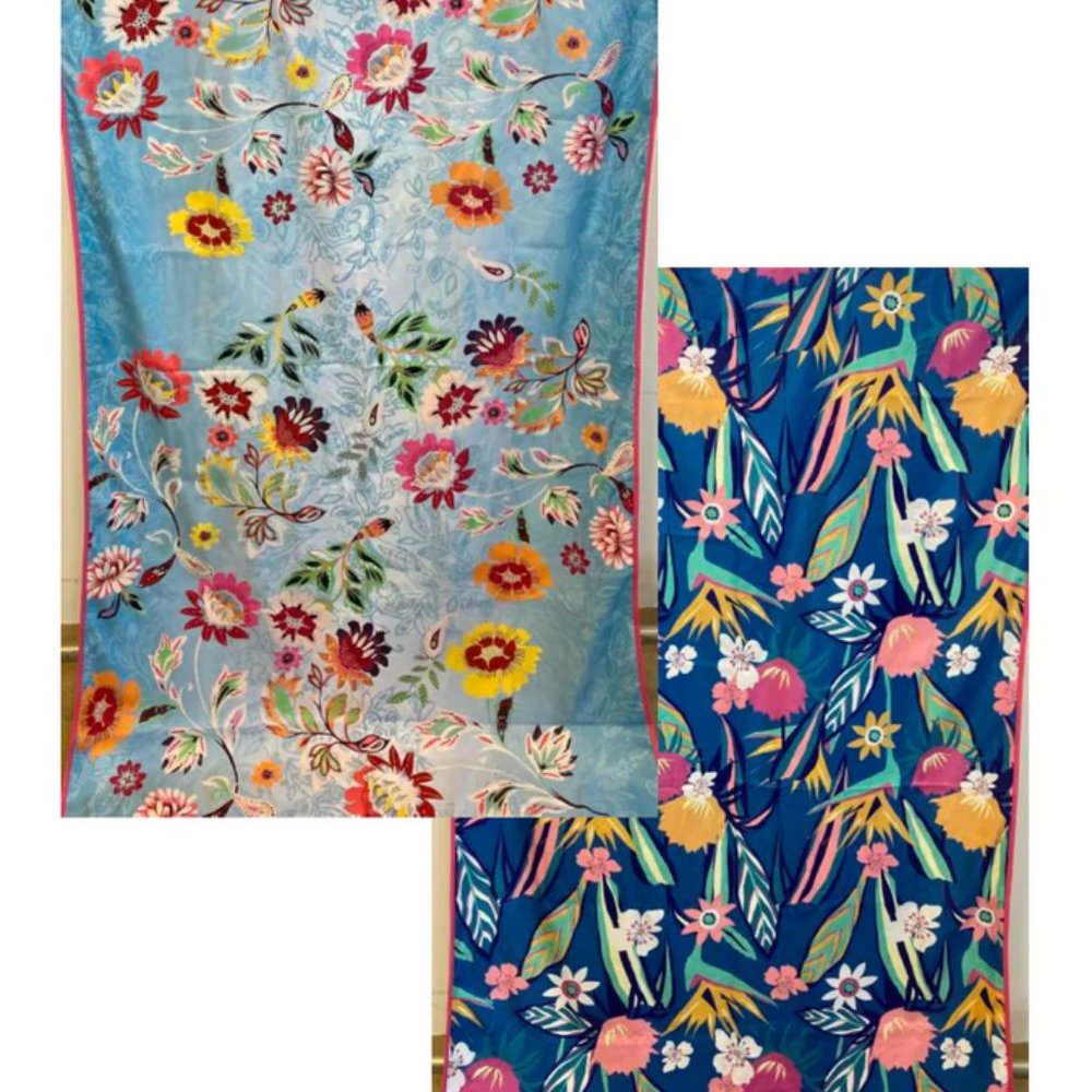 Johnny Was Rainbow Floral Beach Towel reversible 40"x70" NWT - Picture 1 of 9